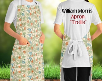 William Morris Apron Trellis Pattern Gardening Apron for Women Craft Apron Cooking Apron with Pockets Gift for Her Womens Apron for Moms