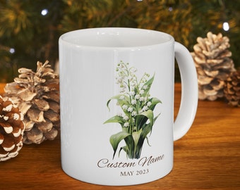 Kundenspezifische Geburtsblumen-Tasse Personalisierte Geburtsblumen-Geschenk Geburtstagsgeschenk Jan-Dec-Becher Keramiktasse 11 Unze Kundenspezifischer Geburtstag Aquarell-Geburtsmonat