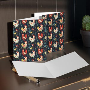 Lot de 8, 16, 24 pcs cartes de voeux poulet rigolotes, poulet cartes de Noël, lot de cartes poulet rigolote