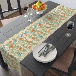 William Morris Table Runner &quot;Trellis&quot; Table Linens Morris Table Decor Kitchen and Dining Decor Vintage Style Table Cloth floral