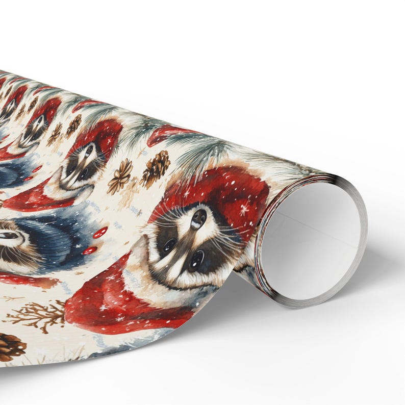 Waschbär Geschenkpapier Weihnachten Waschbären Geschenkpapier Geschenkpapier glänzend Weihnachtsgeschenkverpackung Glanzpapier Geburtstagspapier Aquarell Bild 14