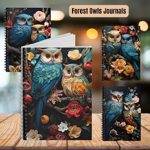 Forest Owls Journal William Morris Inspired Journal Owls in a Forest Notebook Spiral Notebook Forestcore Journal Reading Notebook Xmas Gift