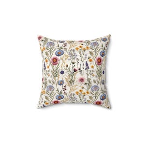 Wildflower Pillow Cover: Floral Print Square Pillow, Cottagecore Decor image 4