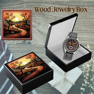 Wood Jewelry Box Dot Painting Jewelry Box Aboriginal Art Wooden Box Wood Storage Box Indigenous Australian Culture Digital Dot Art Mens Box