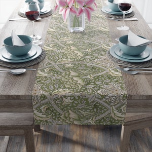 William Morris Table Runner Windrush Greenery Table Runner Table Linen Cotton Table Decor Kitchen and Dining Decor Vintage Style Table Cloth