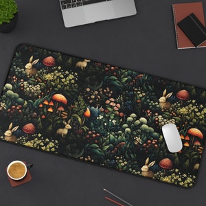 Cottagecore Desk Mat Forest Animals Mousepad William Moris Style Desk Mat Keyboard Mouse Mat Desk Pad for Home Office Craft Room Decor