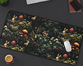 Cottagecore Desk Mat Forest Animals Mousepad William Moris Style Desk Mat Keyboard Mouse Mat Desk Pad for Home Office Craft Room Decor