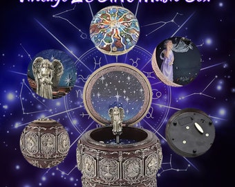 Vintage Constellation Music Box Goddess Rotating Musical Box Note Wind Up Hand-Painted Collectible Zodiac Gift for Christmas Birthday Gift
