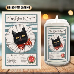 Bougie de chat noir bougie d’art vintage Le chat noir 1896. Bougie d’amant de chat Décor d’amant de chat Bougie parfumée vintage Affiche de chat Cadeau de chat antique