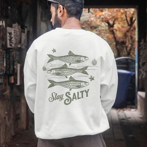 Sardines Sweatshirt Fisherman Aesthetic Retro Fish Sweatshirt Fishing Pullover Maritime Apparel Nautical Gift for Anglers Fishing Lovers