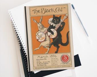 Antik Journal Schwarze Katze März 1896 Vintage Journal Jugendstil Journal Catlover Journal Kunst literarisches Journal Liniertes Journal Hardcover