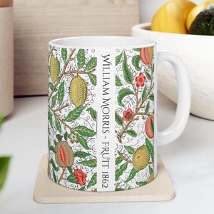 William Morris Mug Custom William Morris Fruit Pattern Coffee Mug Floral Mug Botanical Print Mug Nature Lover Gift Moms Gift Coffee Cup