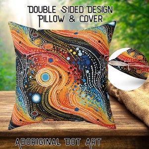 Orange Aboriginal Dot Painting Pillow & Cover Australia Art inspired Cushion Craft Decor Gift for Art Lovers Indigenous Art Decor Aboriginal