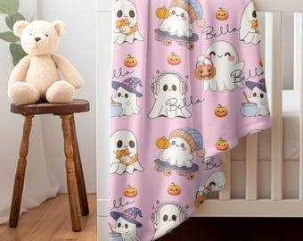 Personalisierte Pink Kürbis Baby Decke: Halloween Geist Plüsch Werfen