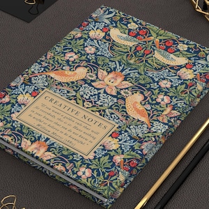 William Morris Journal Strawberry Thief Writing Journal Hardcover Lined Notebook Spiral Journal for Her William Morris Quote Notebook Diary