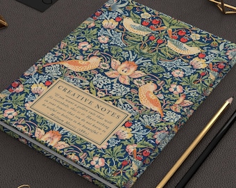 William Morris Journal Strawberry Thief Writing Journal Hardcover Lined Notebook Spiral Journal for Her William Morris Quote Notebook Diary