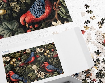Forestcore Puzzles William Morris inspired Jigsaw Puzzle Forestcore Puzzle 1000 piece jigsaw Adult Puzzles Cottagecore Jigsaw Bird Puzzle
