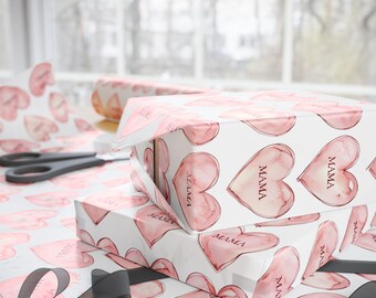MAMA Wrapping Paper Valentine's Gift Wrap, Mothers Day Gift Wrap Moms Birthday Gift Paper Mothers Love Heart Gift Wrapping Paper for Moms
