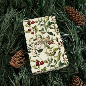 Christmas Gift Wrap Vintage Christmas Gift Wrap Botanical Cottage Core Holly Cherry Roll Gift Paper The Botanist Archive Festive Gift Wrap