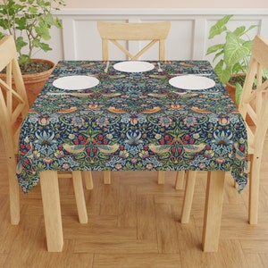 William Morris Tablecloth Strawberry Thief Design Floral Birds Tablecloth Round Tablecloth Square Tablecloth Vintage Floral Table Cloth