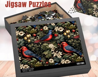 Forestcore Puzzles William Morris inspired Jigsaw Puzzle Forestcore Puzzle 110, 252, 520 piece Adult Puzzles Cottagecore Jigsaw Bird Puzzle