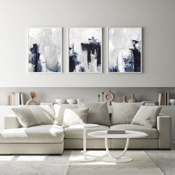 Navy Abstract Art Etsy UK