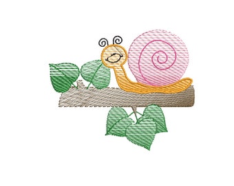 Cute pink snail embroidery design file