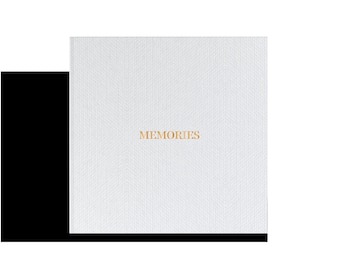 Digitaal videoboekalbum Memories - linnen omslag met HD-scherm en gouden reliëffolie 'Memories'