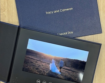 Video Book with Embossed Metallic Text and 10 inch Screen - Perfect for Weddings, Anniversaries, Birthdays, & Special Occasion