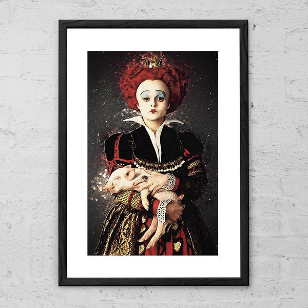 The Red Queen - Illustration - Alice in Wonderland - Helena Bonham Carter - Tim Burton - Movie Art Print - Movie Poster - Surreal - Fantasy