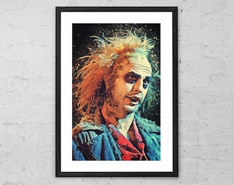 Beetlejuice - Illustration - Art Print - Beetlejuice Horror Movie Poster - Halloween Beetlejuice Decor - Gothic Home Wall Art Gift Dark Art