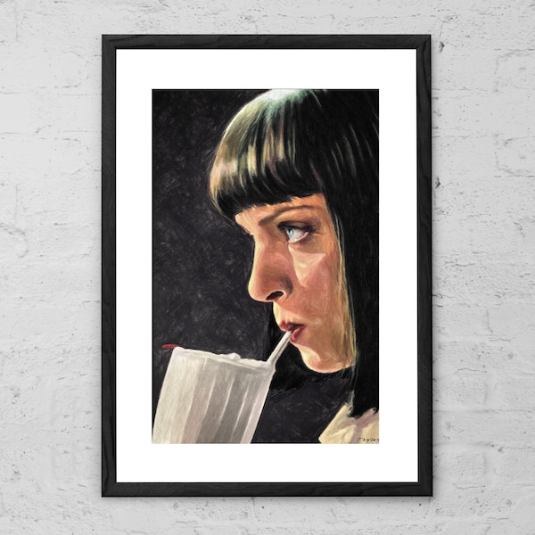 5 Dollar Milkshake - Mia Wallace - Painting - Pulp Fiction - Movie Art Print - Movie Poster - Quentin Tarantino - Uma Thurman - 90s - Gifts