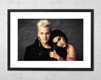 David and Star - Painting - The Lost Boys - Horror Decor - Movie Art Print - Movie Poster - Vampire - 80s - Gothic - David Van Etten - Gifts