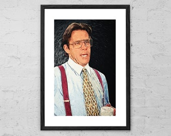 Bill Lumbergh - Office Space - Illustration - Office Decor - Mike Judge - Initech - Movie Poster - Red Stapler - Geek Gift - Geeky - Hipster