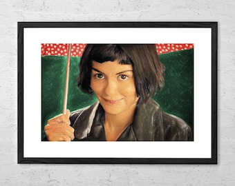 Amelie - Pintura - Impressão artística - Amelie Movie Art - Amelie Poulain Wall Art - Poster de filme francês - Audrey Tautou - Presente de filme de comédia romântica