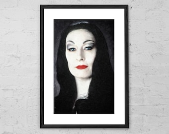 Morticia Addams - The Addams Family - Gemälde - Filmposter - Horror Wandkunst - Gothic - Addams Family Poster - Anjelica Huston - Dunkle Kunst