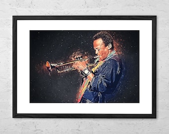 Miles Davis - Digital Painting - Art Print - Music Poster - Miles Davis Poster - Music Print - Jazz Music Wall Art - Jazz Poster - Jazz Art