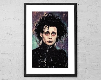 Edward mani di forbice - Pittura digitale - Johnny Depp - Poster del film - Tim Burton - Arte oscura - Stampa artistica horror - Halloween - Arredamento gotico
