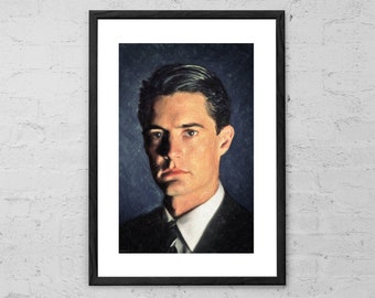 Special Agent Dale Cooper Painting Art Print Twin Peaks Unique Movie TV Artwork Poster Kyle MacLachlan Horror 90s Home Wall Decor Gifts