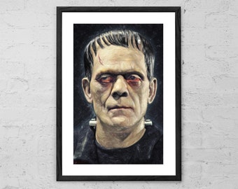 Frankenstein - Painting - Horror Art Print - Frankenstein Poster - Frankenstein Art - Horror Movie - Horror Decor - Movie Poster - Gothic