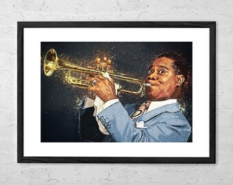 Louis Armstrong - Digital Painting - Louis Armstrong Art Print - Music Poster - Jazz Art - Louis Armstrong Poster - Jazz Poster - Jazz Music
