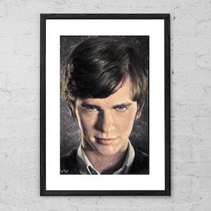 Norman Bates - Peinture - Bates Motel - Décor d’horreur - Psycho - Film Art Print - Série TV - Affiche de film - Freddie Highmore - Suspense