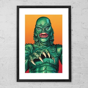 Creature from the Black Lagoon - Illustration - Art Print - Movie Artwork Poster - Classic Monster - Creature Wall Art - Gill-Man Art Gifts