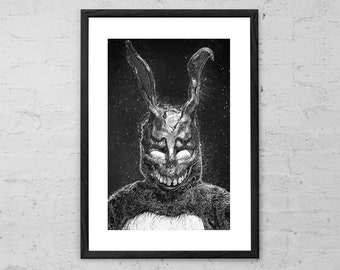 Frank the Rabbit - Illustration - Donnie Darko - Science Fiction - Horror Decor - Movie Poster - Movie Art Print - Dark Art - Sci fi - Cult