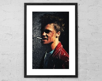 Tyler Durden - Fight Club - Illustration - Movie Poster - Brat Pitt - Fight Club Poster - Chuck Palahniuk - Marla Singer - Fight Club Art