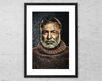 Ernest Hemingway - Ernest Hemingway Poster - Literarische Geschenke - Literatur Poster - Buchliebhaber Geschenk - Literatur Kunstdruck - Hemingway Poster