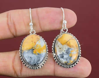 Handmade Maligano Jasper Earrings:  Sterling Silver Dangles