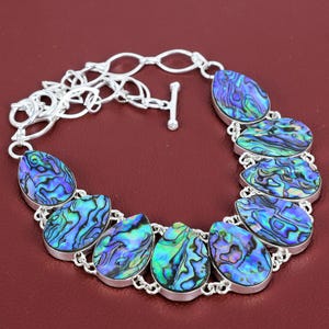 Abalone shell necklace 925 sterling silver adjustable chain necklace handmade necklace abalone shell real gemstone jewelry anniversary gifts