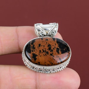 Mahogany Obsidian Pendant: Handmade 925 Sterling Silver Gemstone Jewelry