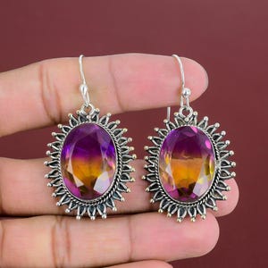Faceted Ametrine Sterling Silver Earrings: Handmade Gemstone Jewelry